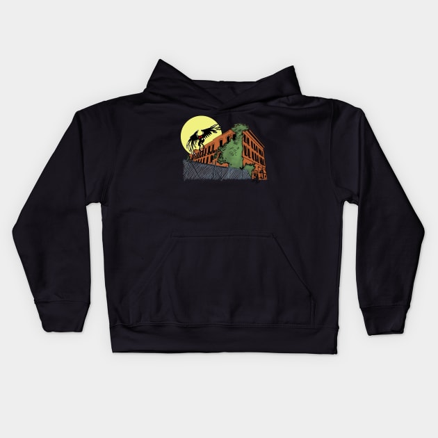 Saint Albans, WV Mothman Kids Hoodie by TonyBreeden